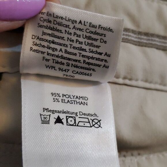 Eddie Bauer Sports Khaki Color Cropped Pants Size 14 W/ Adjustable Side Buttons - Picture 5 of 10